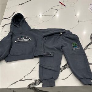 Zara Kids Gray Minecraft Hoodie and Joggers